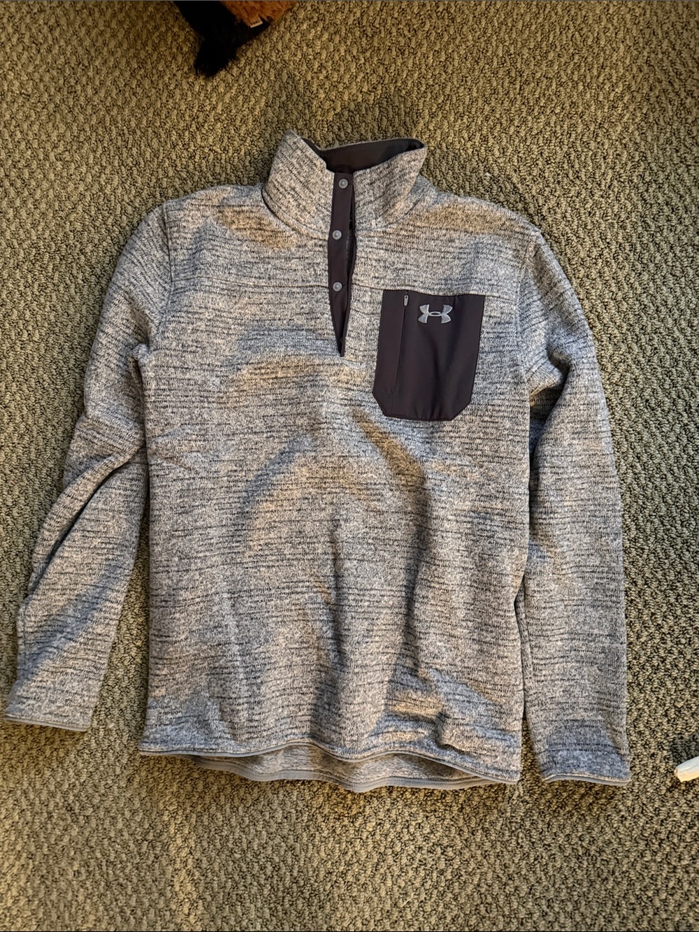 Under Armour Men's Heather Gray Half-Snap Pullover with Dark Pocket